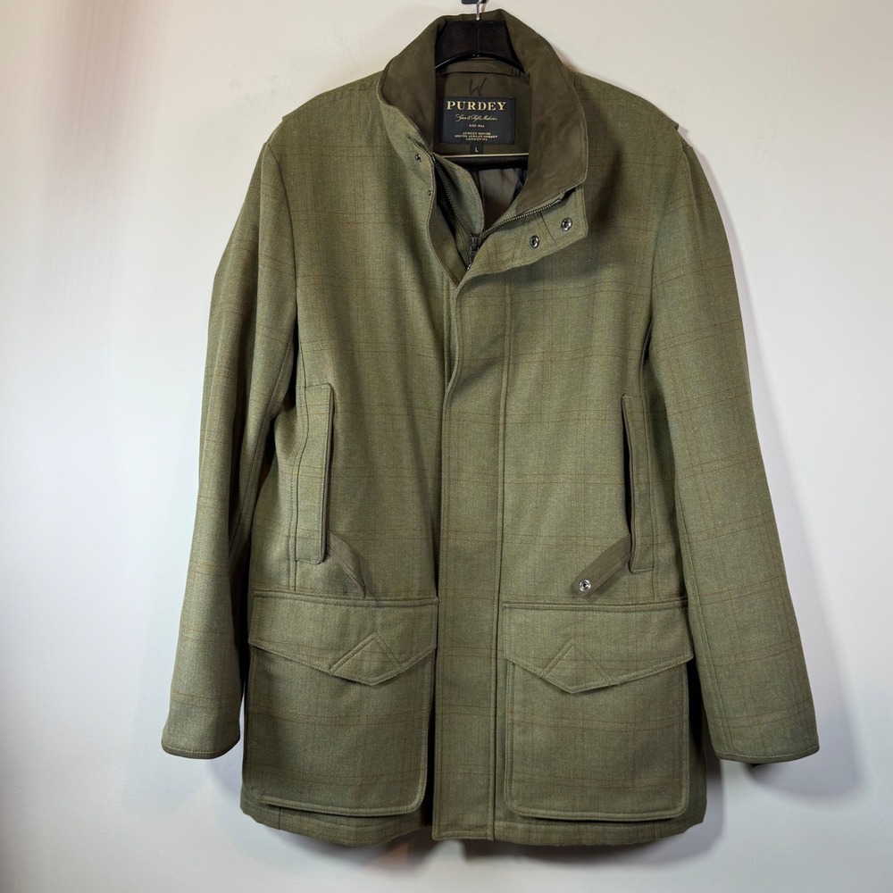 James Purdey & Sons Bembridge Field Coat Mens Large Green Wool Tweed Jacket